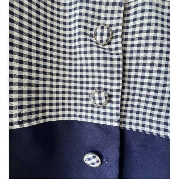 Women’s Quartz Vintage blazer front white blue navy button shoulder pad size 14. - Picture 3 of 16